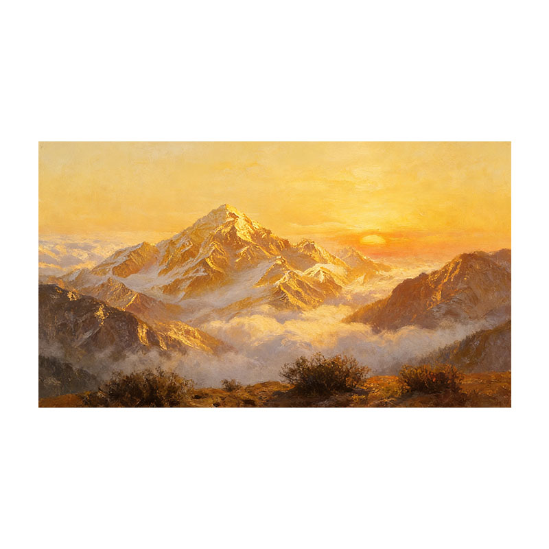 大芬村手绘日照金山客厅油画