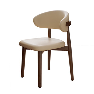 奶油风实木餐桌椅家用餐椅高级靠背凳子客厅简约新款北欧轻奢椅子