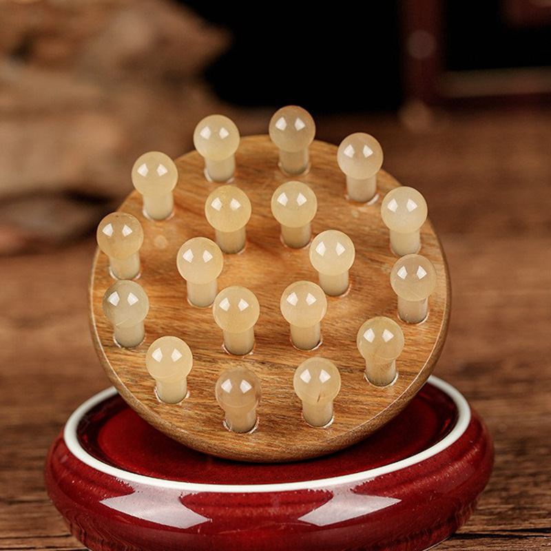 厂家批发角梳18钉全身按摩梳按摩疏通镶嵌齿檀绿经络梳大梳子梳多