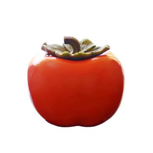 手工陶瓷柿子茶叶罐茶宠工艺事事如意家居摆件仿真水果茶具零配件