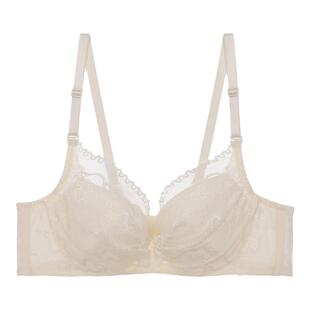 爱美丽蕾丝内衣女大胸显小薄全杯收副乳防下垂无纺布钢圈承托文胸