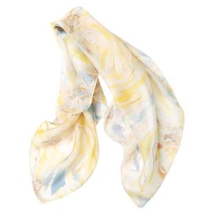 【微瑕】100%桑蚕丝黄色玫瑰真丝小方巾女士高档春秋薄款丝巾围巾