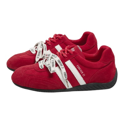 F21真皮红色德训鞋女2025新款季