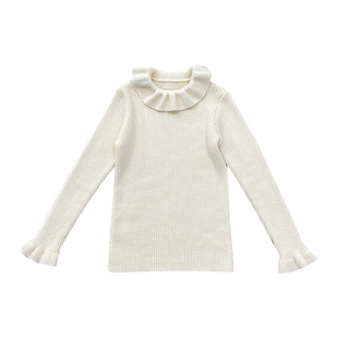 小童木 甜美花朵领女童针织毛衣秋冬2025新款洋气中大童打底上衣