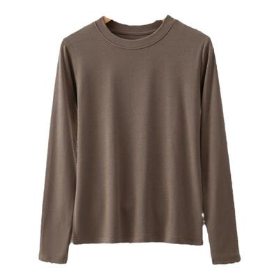 莫代尔螺纹圆领打底衫女修身显瘦