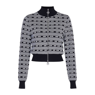 婉甸2025黑白字母毛织开衫百搭风针织衫1241W22SX3