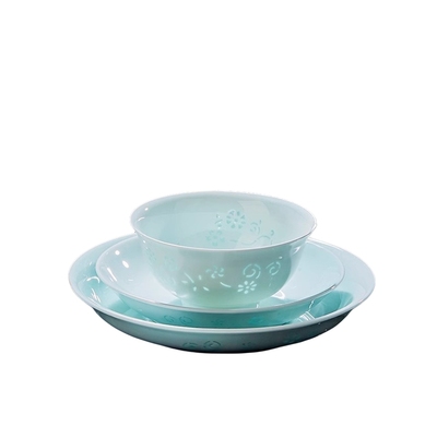 景辰釉下彩家用影青玲珑餐具碗碟
