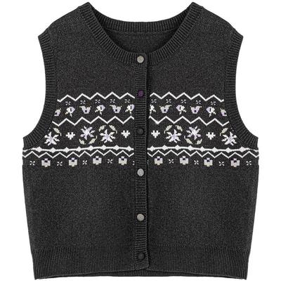 LAGOGO提花狂想曲彩扣针织衫马甲