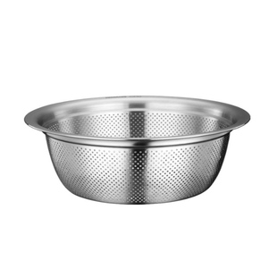 不锈钢纯304漏盆24-40特厚洗米筛盆洗菜篮沥滤水洗水果盆套盆家用
