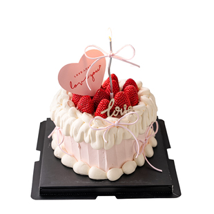 2.14情人节心形蛋糕装饰love you情侣表白爱心卡片木质love插件