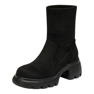 思加图冬季通勤弹力靴瘦瘦靴中靴厚底增高女靴子Y2563DZ5