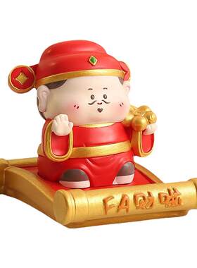 国潮财神爷手机支架摆件