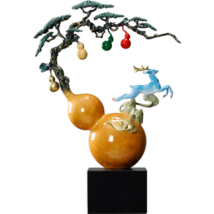 高端大气福禄安康全铜葫芦大摆件新中式客厅玄关办公室装饰工艺品