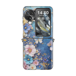 鎏金花蝶适用华为pocket2手机壳zflip6中轴保护铰链mixflip带挂绳nova手链全包防摔magicv皮纹复古findn3国风