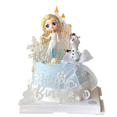 网红艾莎公主冰雪女王蛋糕摆件
