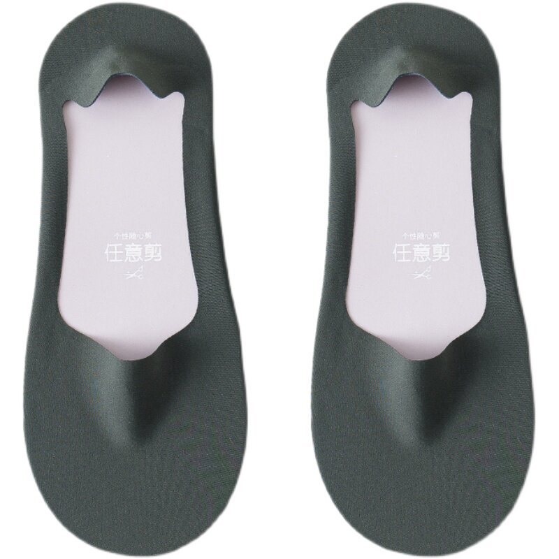 袜子男士春夏冰丝袜浅口硅胶不掉跟任意剪隐形袜纯棉底大码女船袜