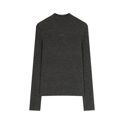 LILY绵羊毛纯色半高领内搭针织衫