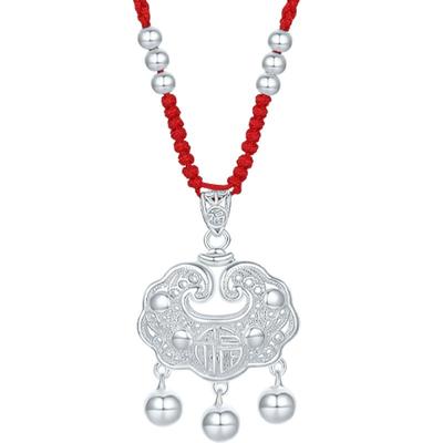 周六福小福锁宝宝款S990足银平安长命锁吊坠银饰送宝宝礼物