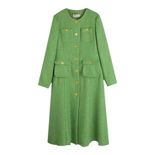 小香风高级感连衣裙2023冬季新款220斤胖mm大码气质显瘦毛呢长裙