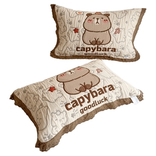 花边纯棉纱布枕巾一对装卡通可爱家用加厚全棉防口水头油枕头垫巾