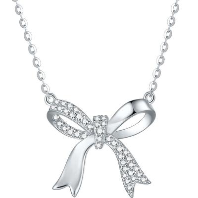 六桂福饰品蝴蝶结项链银吊坠女款