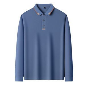 本命年红色100%纯棉男士长袖t恤春秋带领polo衫宽松休闲上衣体恤