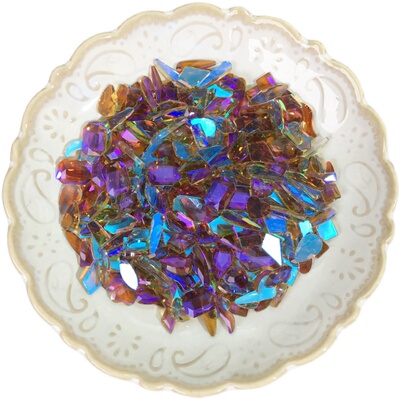 平底极光冰透魅影紫混装指甲钻