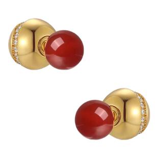 OUBIYABI欧比雅比 日出 红玛瑙高升金珠耳钉项链生日礼物招财首饰