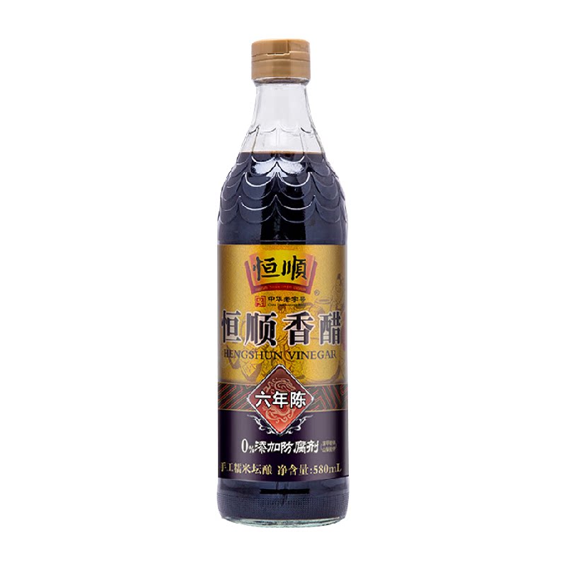 猫超臻选纯粮酿造自然发酵香醋恒顺六年陈醋酸味柔和非遗传承580g