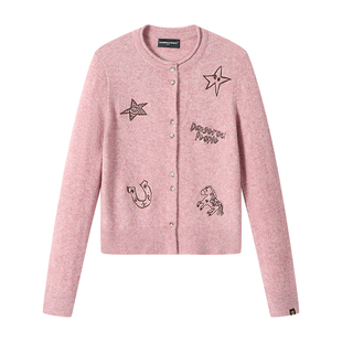 Dangerouspeople薛之谦dsp刺绣小马针织开衫潮牌休闲百搭毛衣女