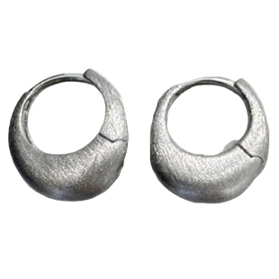 hellojune s925银 拉丝扁扁的椭圆鸡蛋耳环