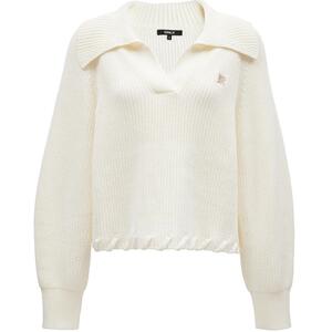 ONLY冬季时尚显瘦刺绣宽松翻领落肩针织衫女|124313039