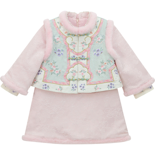 女童新中式旗袍裙女孩格格服冬装新款洋气儿童加厚新年拜年服