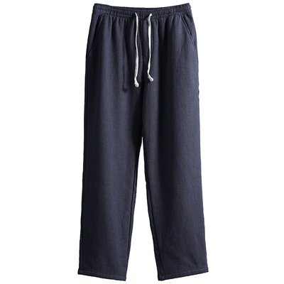 松紧腰直筒休闲裤男加绒厚保暖裤