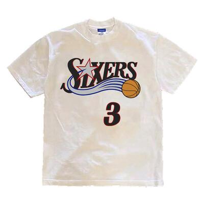 费城76人队球衣篮球艾弗森3号短袖T恤男训练运动服纯棉长袖打底衫