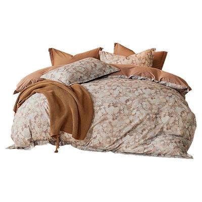 水星家纺全棉磨毛四件套纯棉抑菌印花套件被套床单秋冬季保暖床品