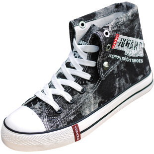 2026春季男士高帮帆布鞋休闲鞋板鞋韩版潮鞋四季鞋高邦平跟男鞋子