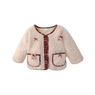 女童秋冬季加绒保暖外套女宝宝衣服冬装外套时尚儿童毛毛衣冬款潮