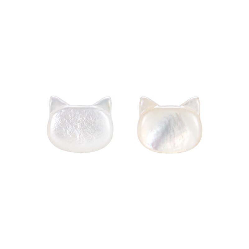 梦金园S925银贝母猫猫耳针