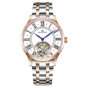 海鸥表传承系列陀飞轮手动机械表罗马字间金钢带男表 8812