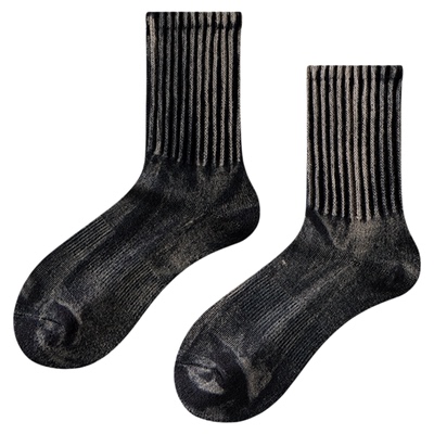 佐印扎染工装风男袜抗菌堆堆袜