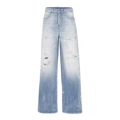 DSQUARED2/D2次方 女士宽松休闲牛仔裤阔腿裤
