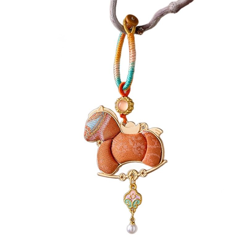 灵隐马年挂饰宋锦小马钥匙扣马上有钱挂件包包挂饰新年女神节礼物