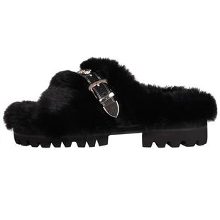 NOOWA萝瓦设计师厚底毛毛拖鞋女外穿2025新款高端时尚水貂毛拖鞋