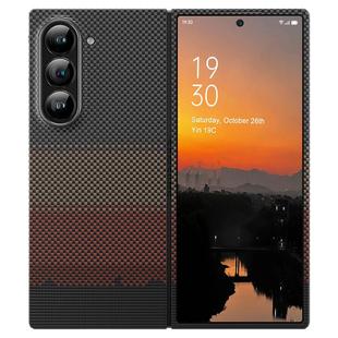 麦麦米适用三星Galaxy Z Fold6/Fold7凯夫拉手机壳新款城市余晖个性原创编织超轻薄防摔碳纤维商务高档保护套