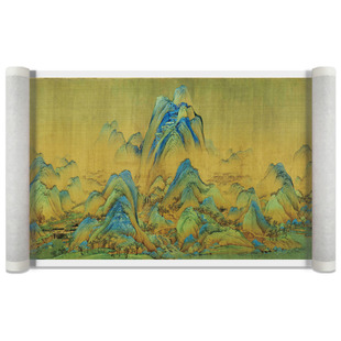 王希孟千里江山图高清全卷故宫复刻微喷国画装饰只此青绿长卷轴