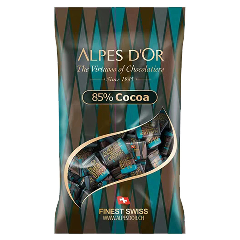 瑞士进口爱普诗Alpes d'Or纯可可脂85%丁禹兮代言醇黑巧克力礼物