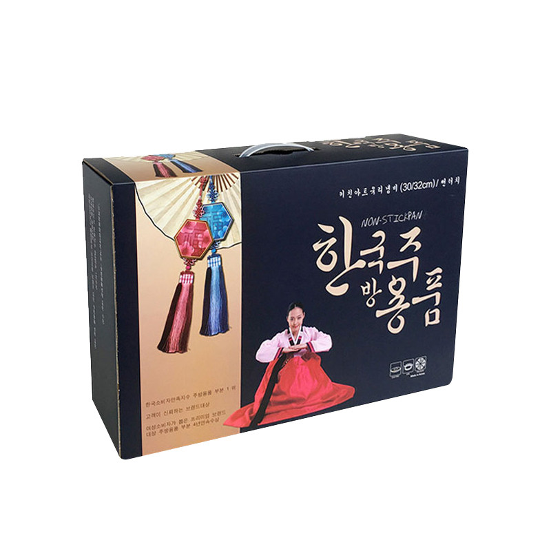 礼盒精美礼品盒28CM30CM32CM纸盒韩国麦饭石不粘锅炒锅锅具包装盒