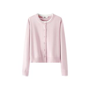 森柔毛衫|商场同款森马针织开衫女短款假两件2025秋新款正肩上衣