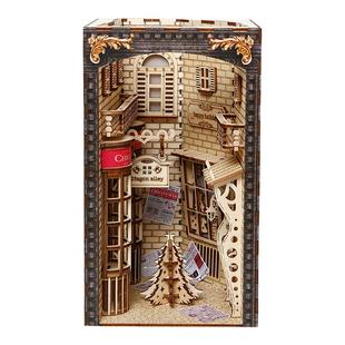 木制书屋拼图对角巷圣诞节立体积木儿童益智拼装玩具摆件书桌装饰